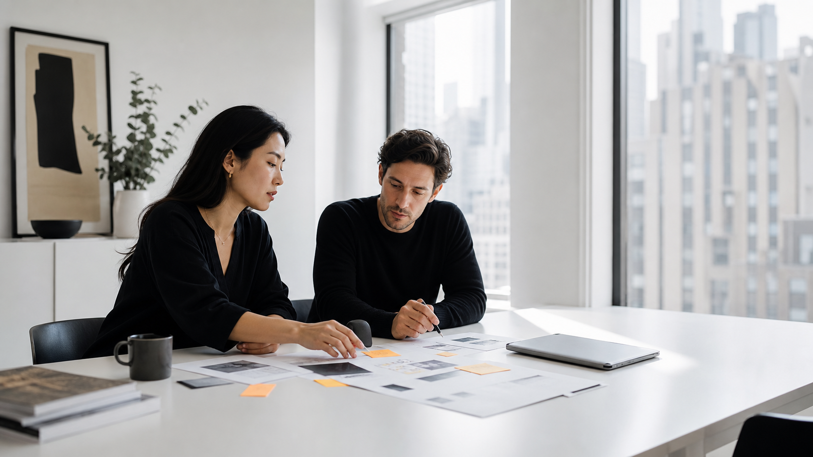 Brand strategy workshop with printed campaign materials